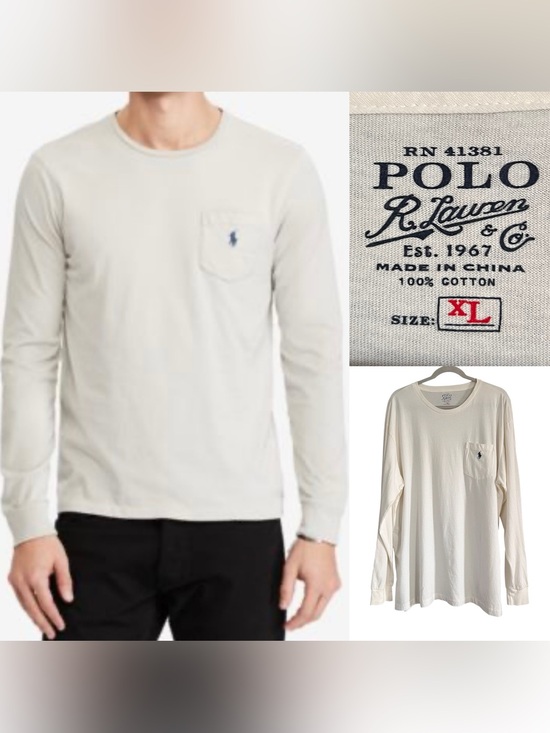 Polo Ralph Lauren Other - Polo Ralph Lauren Men’s Long Sleeve Pocket Logo Long Sleeve Tee in White size XL